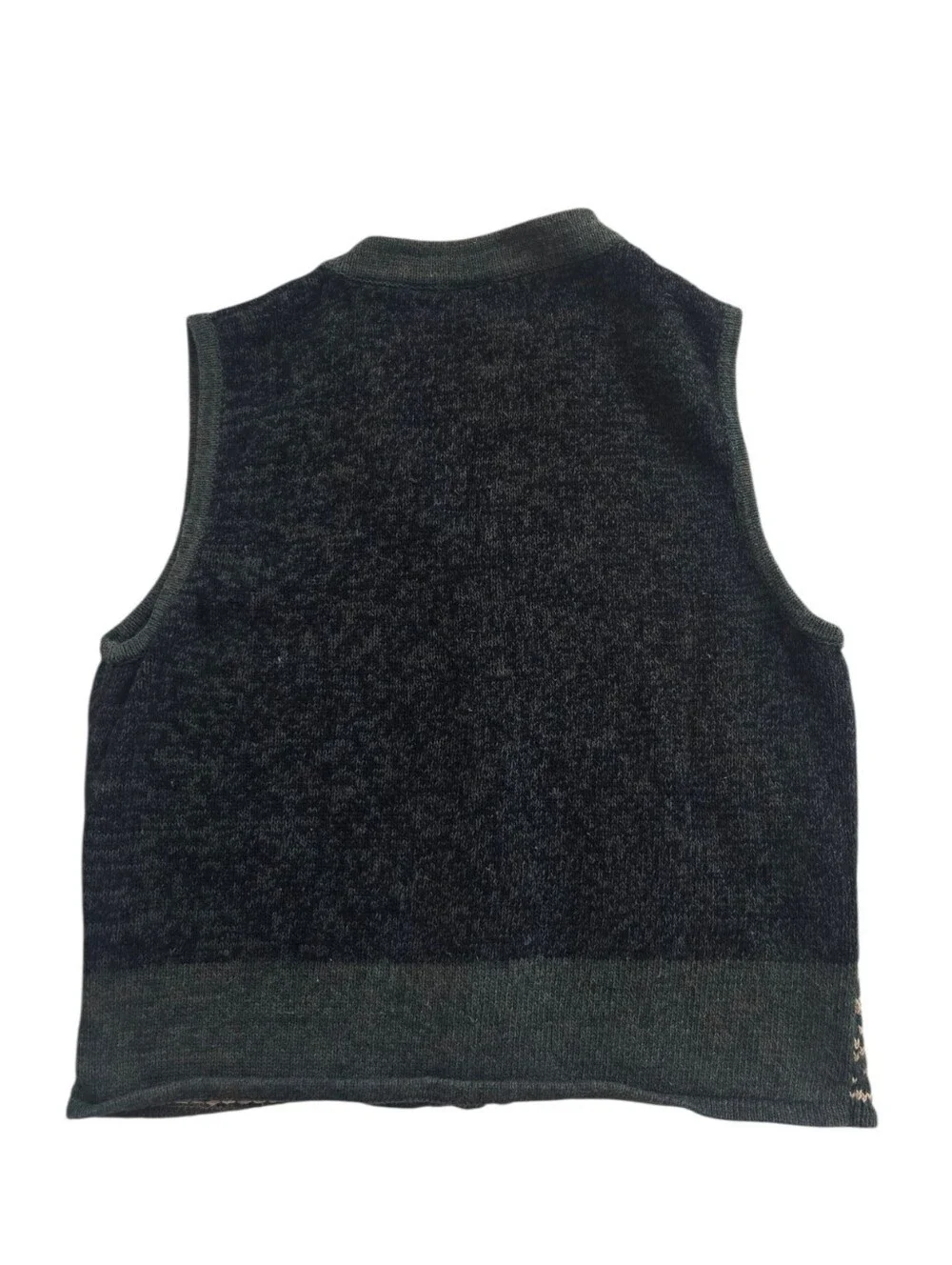 Vintage Erika Women's Greeb Full-Zip Floral Embroidered Knit Vest, Size Large